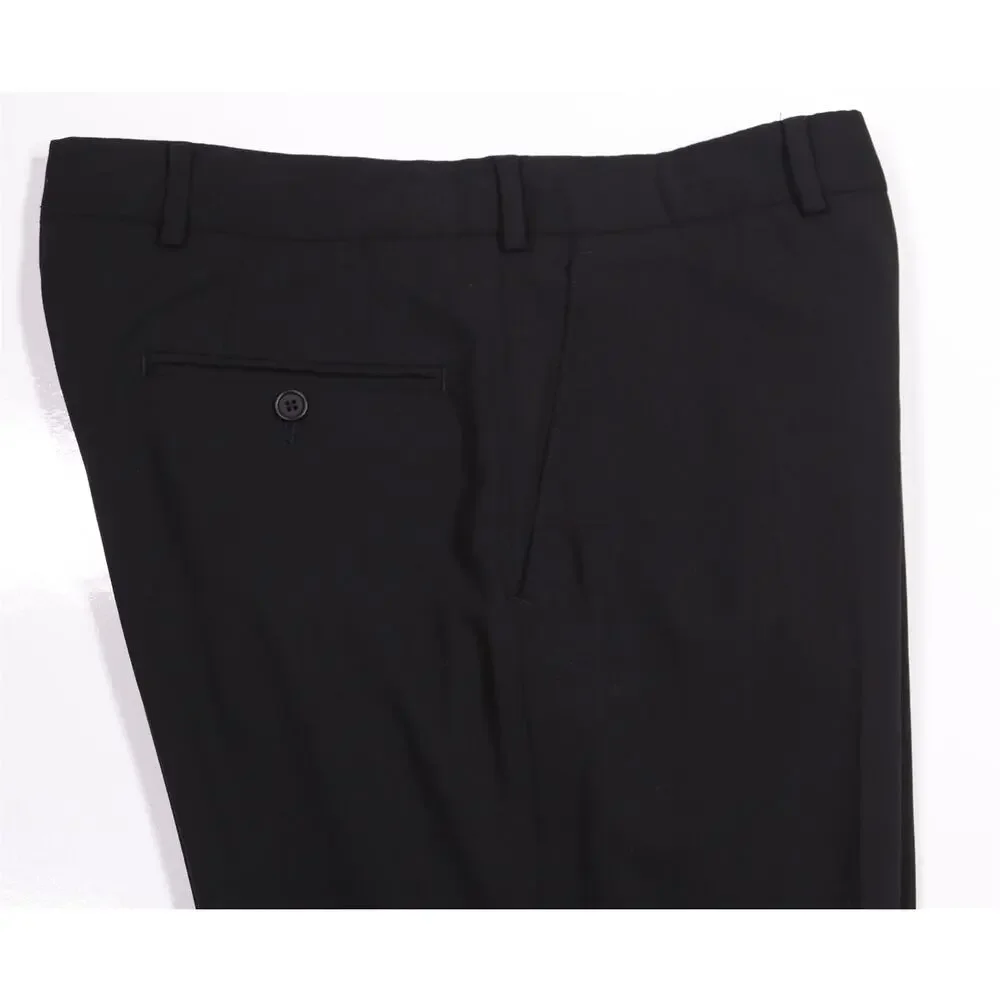 Ted Baker Mens Black Flat Front Wool Dress Pants Trousers 34x29